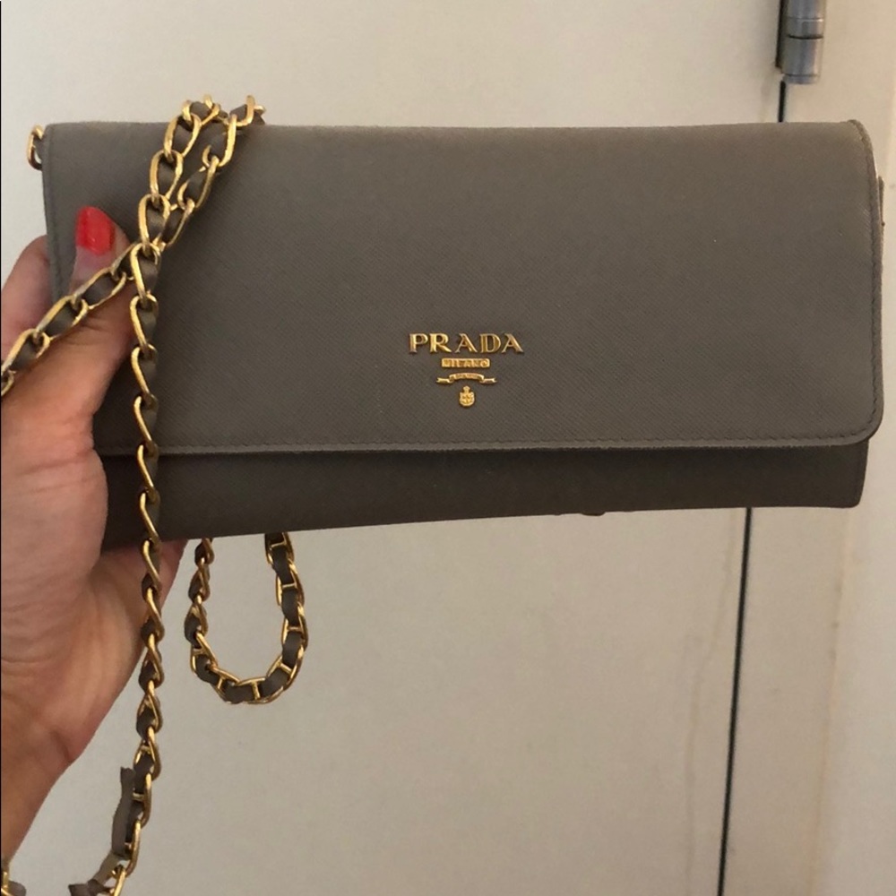 Prada wallet on a chain saffiano leather
